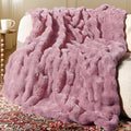 blunique Ultra Soft Cozy Faux Fur Throw Blanket, Fuzzy Plush Thick Bubble Blanket, Oversize Luxury Fluffy Blanket for Couch, Sofa, Bedroom, and Living Room,50x60 Inches,Pink