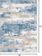 BEIMO Area Rugs 5x7 for Living Room Bedroom, Modern Abstract Machine Washable Soft Blue Rug, Floor Carpet with Non Slip Backing for Dining Room
