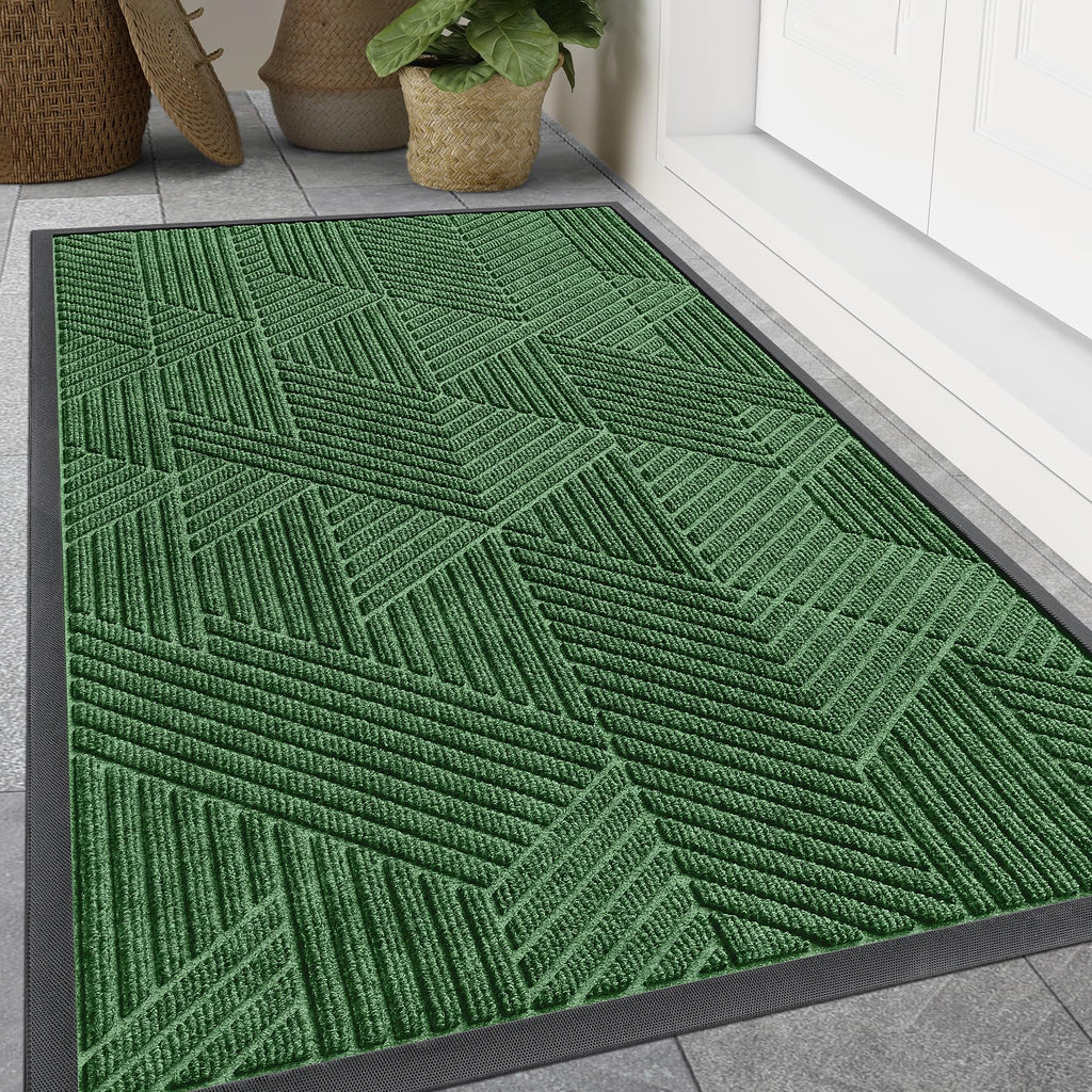 Smiry Front Door Mat Outside Entrance, Low Profile Rubber Doormat, 59x34
