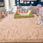 Quntue Camel Rugs for Bedroom, Soft Shaggy Modern Shag 4x6 Area Rug for Living Room, Upgrade Non-Slip Plush Fluffy Carpet for Kids Boys Girls Room Home Decor Aesthetic