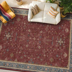 Hazo Haus Oriental 7x10 Large Area Rugs for Bedroom Under Bed - Burgundy Rug for Living Room, Dining Room Under Kitchen Table, Washable Soft Non Slip Boho Indoor Décor