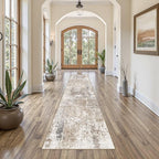 UERMEI 2X10 Washable Runner Rug for Hallway: Soft Neutral Modern Abstract Area Rug - Non-Slip Low Pile Long Throw Indoor Carpet for Kitchen Entryway Kitchen Bedroom Laundry Bathroom - Brown/Grey/Red