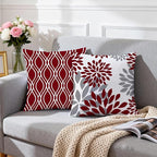 Hexagram Geometric Burgundy Pillow Covers 20x20 Set of 4, Decorative Outdoor Boho Modern Throw Pillow Covers, Home Sweet Home Farmhouse Cushion Case for Couch Sofa Bedroom Indoor Decor(No Insert)