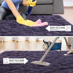 Tepook 4x6 Area Rugs for Living Room, Soft Fluffy Shag Gray Purple Rug for Bedroom Nursery, Modern Shaggy Plush Upgraded Non-Slip Carpet for Girls Boys Kids Room Dorm Home Decor