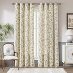 jinchan Floral Linen Curtains for Living Room 84 Inch Length Butterfly Curtain Sage Green Floral Curtains French Country Farmhouse Curtain Flower Patterned Drapes Window Treatment Set 2 Panels