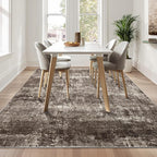 LEPEII 5x7 Area Rugs, Abstract Rugs for Living Room, Indoor Non-Slip Washable Rug for Bedroom, Dining Room, Low Pile Home Decor Neutral Area Rug-Brown/Multi