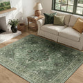RELEANY Washable Area Rug, 4'x6', Green/Dark Green/Gray