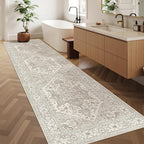 Madane Hallway Runner Rug 2'6''x10' Kitchen Runner, Non Slip Vintage Runners for Hallways 10ft Washable Kitchen Rugs Soft Low Pile 2.5x10 ft Rug Runner for Entryway and Bedroom, Beige/Brown