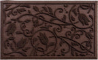 ViveNest Boho Coffee Brown Floral Leaves Outdoor Indoor Entrance Doormats, Absorbent Durable Heavy Duty Welcome Front Door Mat,Thick Natural Rubber Back,Easy Clean Entryway Mat 17x30 Inch, Low Profile