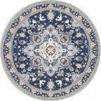 OPPODREAM Soft Area Rugs 4', Persian-Inspired Washable Rug, Blue & Gold