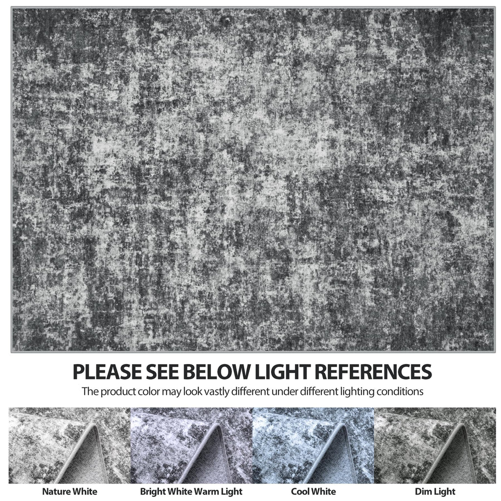 9x12 Area Rugs for Living Room Washable Bedroom Dining Room Black Grey