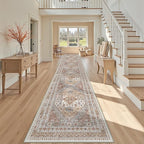 3x18 Runner Rug for Hallway, Non-Slip Long Kitchen Mats for Floor, Vintage Washable Rug for Entryway, Soft Hallway Runner for Dining Room, Bedroom, Living Room(Orange,3'x18')