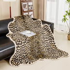 Cheetah Print Rug, Faux Fur Animal Print Leopard Rug Multicolor 6.2x8.2ft