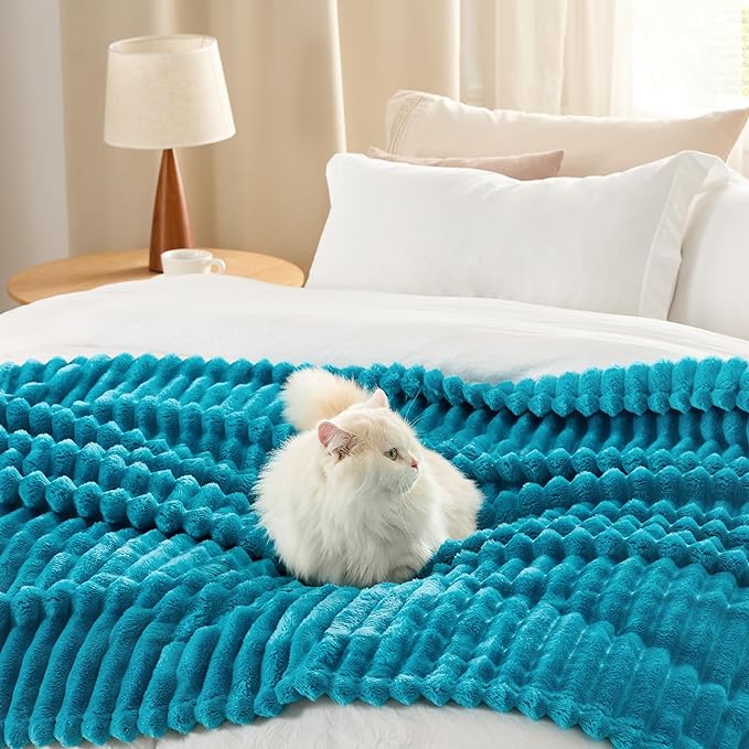 Bedsure GentleSoft Teal California King Size Blanket for Couch - Cozy Soft Blankets for Women, Cute Small Fleece Throws for Girls, Birthday Gifts for Women, 102x96 Inches