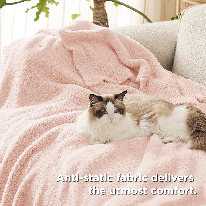 Bedsure Gentlesoft Cozy Knit Throw Blanket - Super Soft Fluffy Blanket for Couch, Bed, Sofa, Lightweight Warm All Season Plush Blankets, Mothers Day, Birthday Gifts for Her Him, Pink, 50x60 Inches