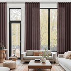 Coffee Brown Linen Curtains for Living Room 105 Inches Long Light Filtering Semi Sheer Curtain Back Tab Luxury Modern Rustic Home Decor Neutral Drapes for Bedroom Dinner Room 52x105, 2 Panels