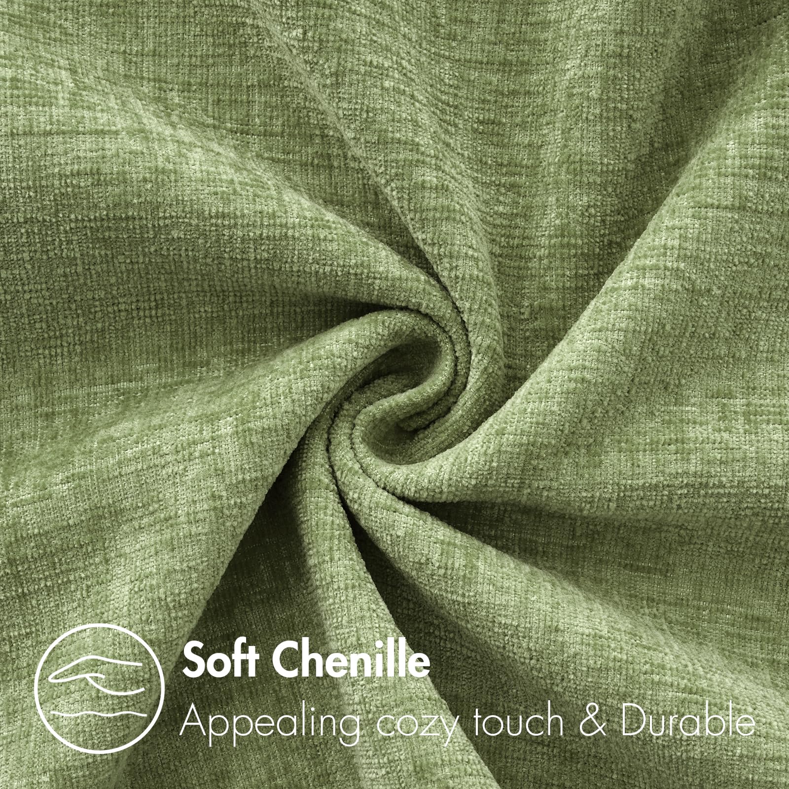 MIULEE Soft Chenille Euro Throw Pillow Covers Sage Green 22x22 Pack of 2