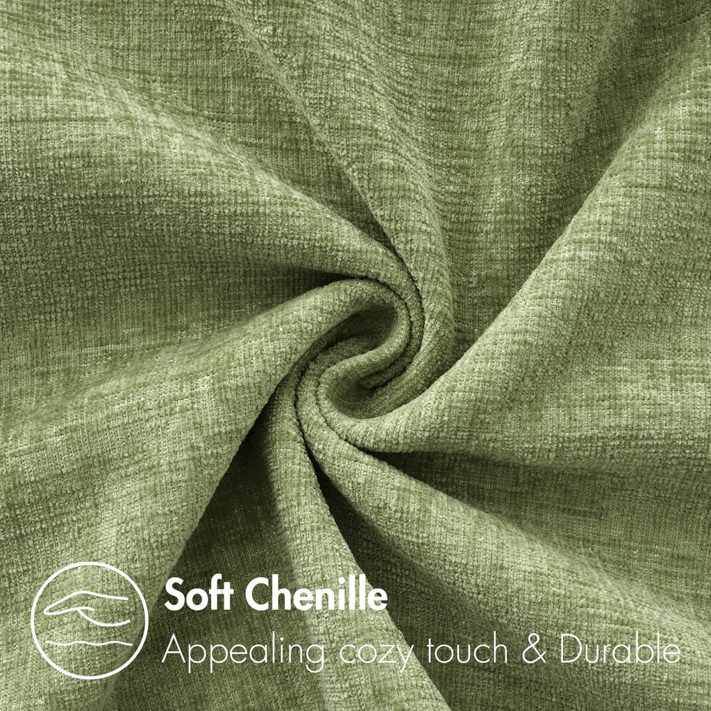 MIULEE Soft Chenille Lumbar Throw Pillow Covers Sage Green 12x20 Pack of 2