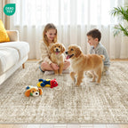 Restydon 5x7 Area Rugs for Living Room,Large Washable Rug,Brown