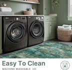 Runner Rug for Hallway Kitchen, 2x6 Machine Washable Runners Rug for Entryway, Soft Modern Abstract Throw Rugs, Low Pile Floor Cover with Non Slip Backing, Turquoise