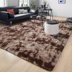 Tepook 6x9 Area Rugs for Living Room Bedroom, Soft Fluffy Plush Shaggy Girls Boys Kids Room Rug, Shag Upgrade Non-Slip Throw Carpet for Dorms Nursery Classroom Home Decor, Tie-Dyed Brown