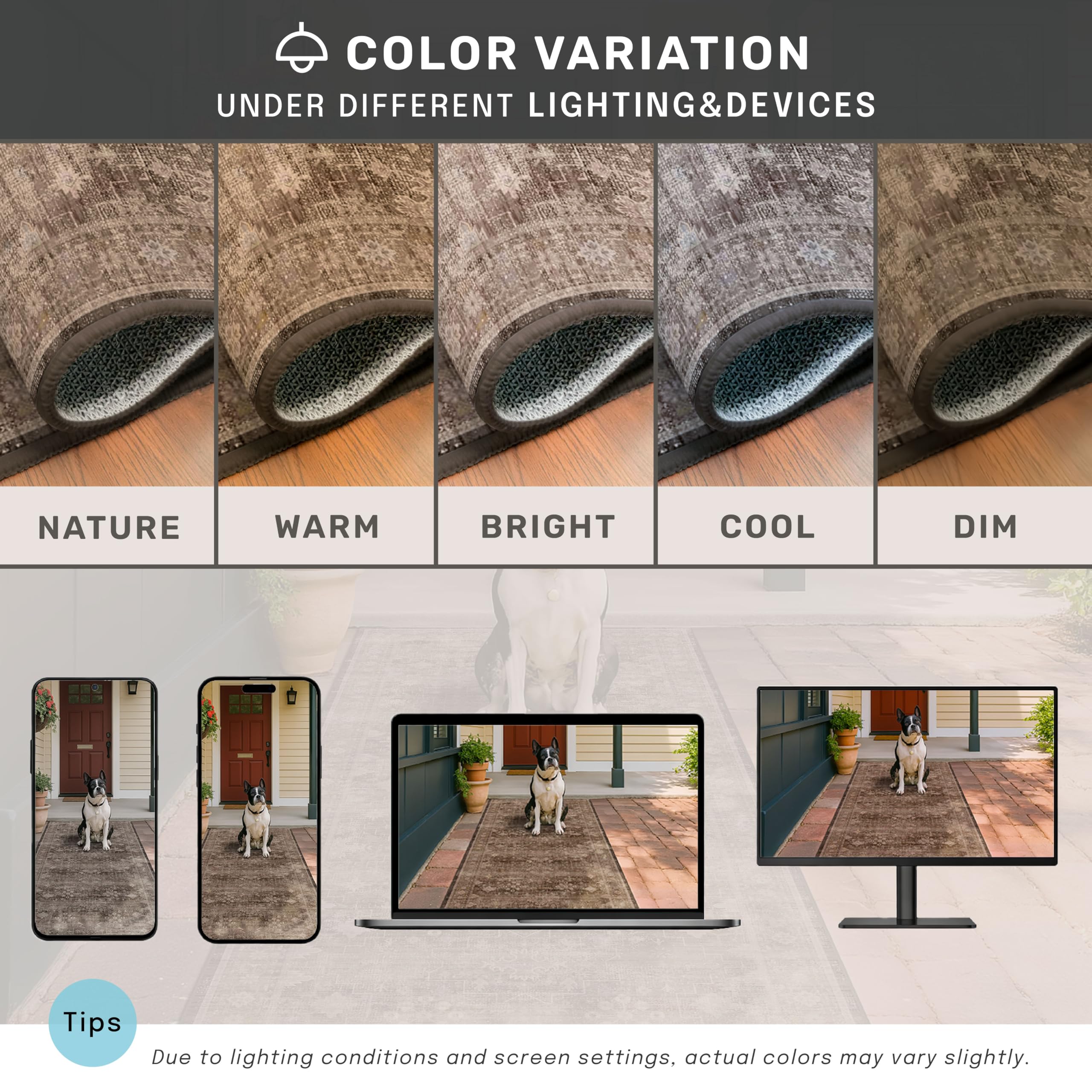 Hazo Haus Boho Taupe Brown Living Room Rug 8x10 - Modern Vintage Traditional Eclectic Oriental Neutral, Washable Low Pile Non-Slip Extra Large Area Rugs for Dining Under Table Bedroom Lounge