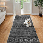 4x8 Washable Hallway Runner Rug：Moroccan Non-Slip Wide Runners for Entryway Kitchen Soft Modern Geometric Low-Pile Rugs for Living Room Thin Waterproof Carpet for Bedroom Bathroom Laundry(Black,4x8)