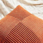 Fancy Homi Set of 2 Burnt Orange Decorative Throw Pillow Covers 24x24 Inch for Living Room Couch Bed, Boho Farmhouse Fall Home Decor, Soft Corss Corduroy Patchwork Textured Cushion Case 60x60 cm