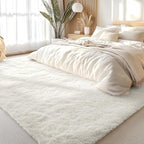 OLANLY 9x10 Machine Washable Large Area Rugs for Living Room, Bedroom, Soft Fluffy Shaggy Bedside Rug, Indoor Floor Carpet for Kids Girls and Boys, Dorms, Nursery, Home Decor Aesthetic, Ivory