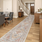 Restydon Washable Runner Rug 2.5x14, Long Kitchen Rugs Non-Slip, Orange
