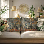 BUJSP Rustic Autumn Forest Pillow Covers 18x18 Set of 2, Fall Home Room Decor, Vintage Botanical Nature William Morris Inspired Decorative Throw Pillow Covers for Home Bedroom Living Room