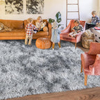 9x12 Area Rug for Living Room, Ultra Soft Large Shag Rug for Bedroom, Upgrade Non-Slip Plush Fluffy Carpet for Kids Boys Girls Room Home Decor Aesthetic, Light Grey