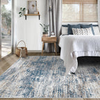 XLUEZ 5x7 Area Rugs for Living Room, Washable Modern Abstract Large Area Rug Neutral Soft Non Slip Kids Rug Stain Resistant Indoor Carpet for Bedroom Nursery Dining Room Playroom(BlueWhite, 5'x7')