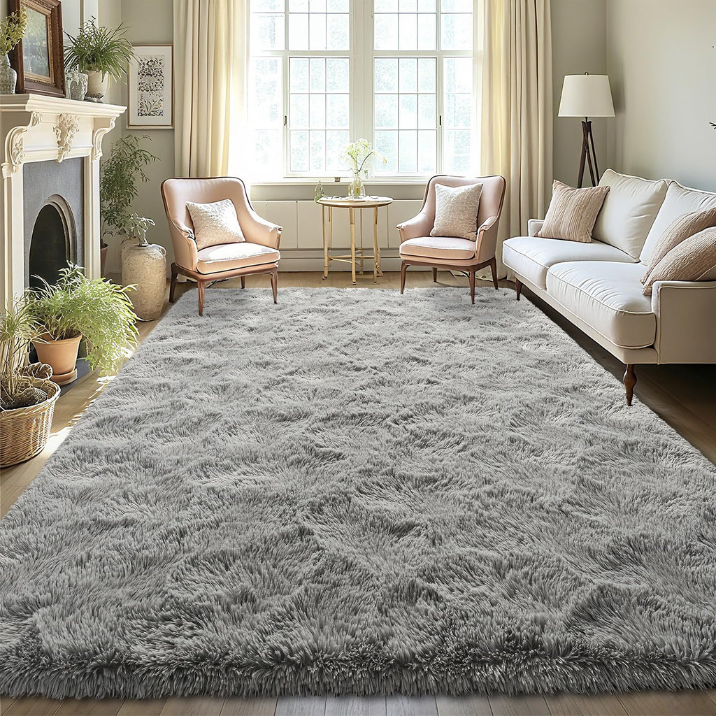 LOCHAS Area Rugs Fluffy Living Room Carpets for Kids Bedroom 3x5, Grey