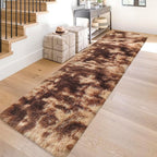 Super Soft Fluffy Living Room Area Rug 2x10 ft Tie-Dyed Brown Shaggy Furry Carpet Washable Non-Slip Floor Rugs Bedroom Bedside Nursery Rug Fuzzy Girls Boy Dorm Home Decor Aesthetic