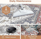 OPPODREAM Soft Entryway Rug 2x10, 2x10 Rug Runner, Washable Hallways Carpet 2 x 10 with Non Slip Backing, Low-Pile Bedside Carpet 2 x 10, Long, Faux Cashmere, Red & Grey