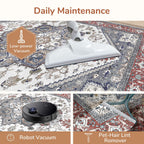 OPPODREAM Soft Area Rugs 2x6, Persian-Inspired Washable Rug, Red & Grey