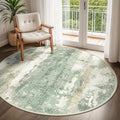 BEIMO Round Rugs 6FT for Living Room Bedroom, Modern Abstract Machine Washable Circle Rug, Soft Low Pile Floor Cover with Non Slip Backing for Dining Room, Light Green