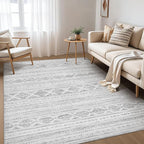 Nakagishi 9x12 Area Rug Living Room: Washable Boho Large Neutral Soft Farmhouse Modern Rugs Stain Resistant Moroccan Non-Slip Indoor Carpet for Bedroom Nursery Kids Office Dining Room- Dark Grey