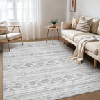 Nakagishi 7x9 Area Rug Living Room: Washable Boho Large Neutral Soft Farmhouse Modern Rugs Stain Resistant Moroccan Non-Slip Indoor Carpet for Bedroom Nursery Kids Office Dining Room- Dark Grey