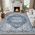 ExpediX 4x6 Area Rugs Living Room: Washable Vintage Rug for Bedroom Blue