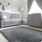 OLANLY 4x4 Machine Washable Accent Rug, Soft Fluffy Shaggy Area Rug for Bedroom, Living Room, Indoor Floor Carpet for Kids, Nursery, Home Decor, Grey