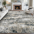 pmtsns Area Rugs 8x10 for Living Room: Washable Rug Modern Abstract Neutral Soft Non-Slip Low-Pile Indoor Large Carpet for Bedroom Dining Room Playroom Home Office (Black Grey Brown, 8'x10')