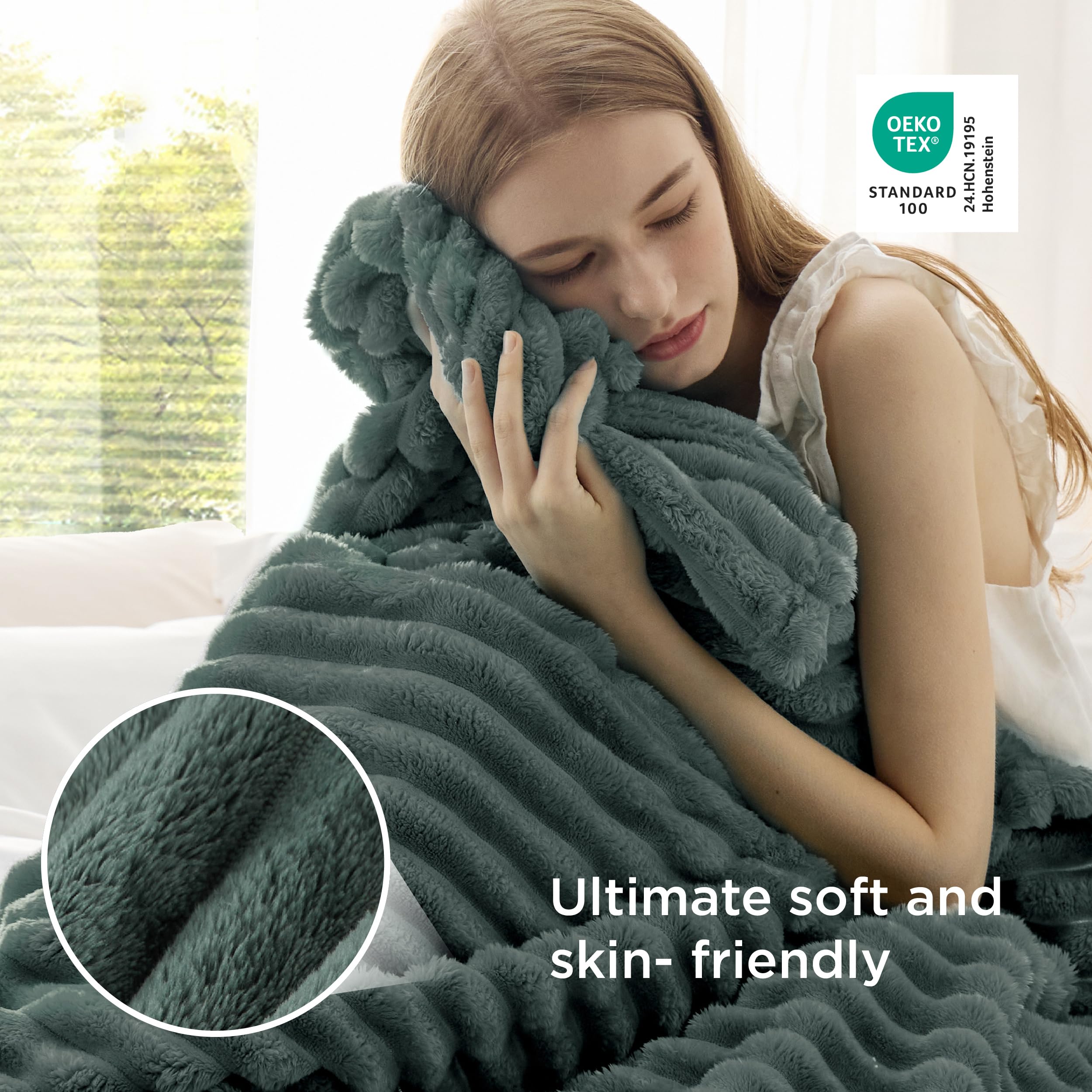 Bedsure Soft Twin Blanket for Bed Decor Gifts Mallard Green 60"x80"