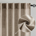 MIULEE Taupe Grey Linen Curtains 72 Inch Length 2 Panels for Bedroom Living Room, Soft Linen Textured Window Drapes Semi Sheer Light Filtering Back Tab Rod Pocket Farmhouse Modern Burlap Look Decor