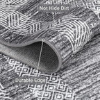 GarveeHome 2x6 Modern Bordered Runner Rug Soft Non Slip Washable Floor Carpet Distressed Geometric Hallway Indoor Printed Rug for Kitchen Entrance, Gray
