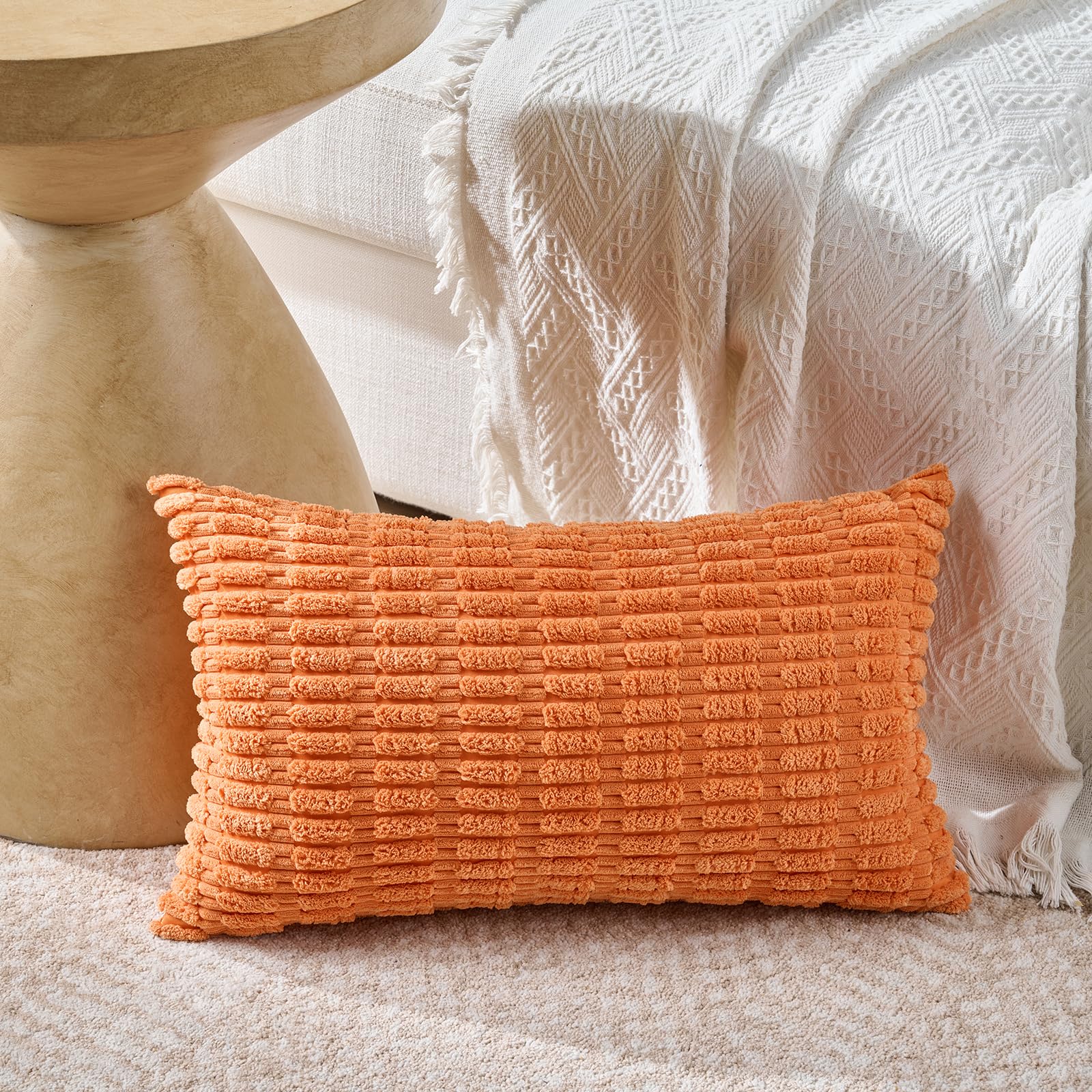 Fancy Homi 4 Packs Decorative Throw Pillow Covers for Living Room Couch Bed, Modern Farmhouse Boho Home Décor Accent Cushion Case, 24" x 12", Burnt Orange Series