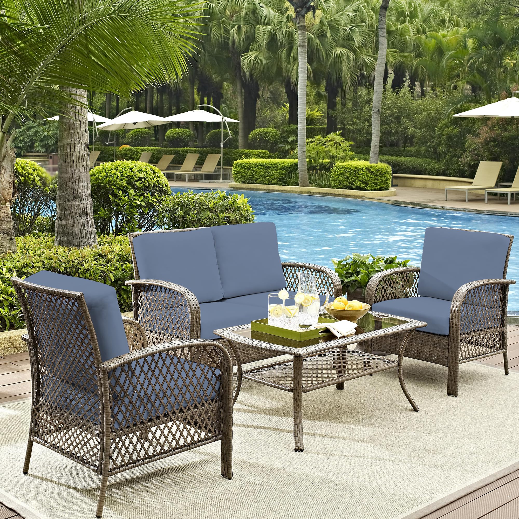 DREAHOTEXTIL 8Pcs Outdoor Cushion Covers, Elastic Patio Cushion Covers