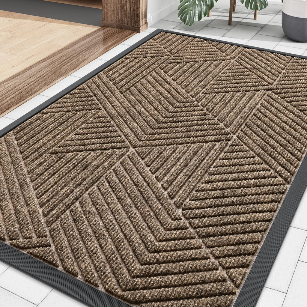 Smiry Front Door Mat Outside Entrance, Low Profile Rubber Doormat, 29.5x17