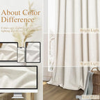 Extra Long 100% Blackout Linen Curtains for Bedroom 106 Inches Long Natural Cream Black Out Curtain Back Tab Thermal Insulated Room Darkening Window Drapes for Living Room 2 Panels Beige Ivory 52x106